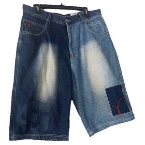 Storm 08 Mechanism Blue Denim Jean Shorts Mens 36 Baggy Wide Leg Streetwear YK2